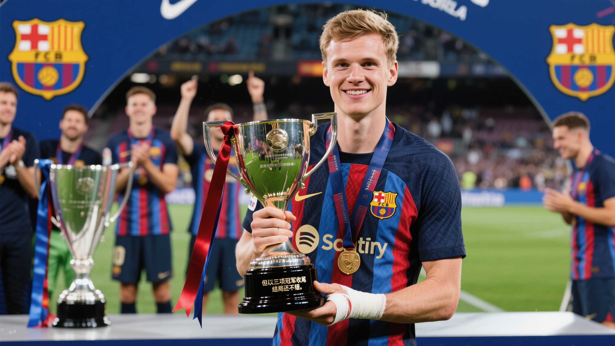 德容社媒晒捧杯照回顾赛季：伤病挑战难熬，三冠收官仍圆满